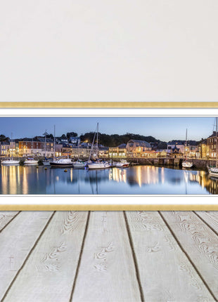 Padstow harbour at night framed picture print North cornwall choce of frame
