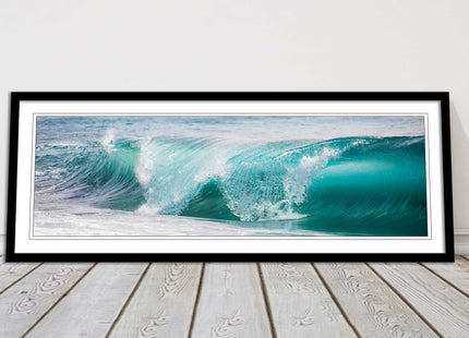 Rolling surf waves. ocean colours Framed picture print choice in frame colours