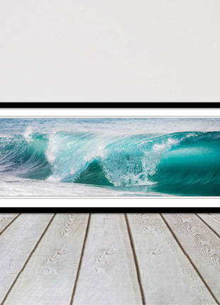 Rolling surf waves. ocean colours Framed picture print choice in frame colours