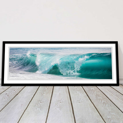 Rolling surf waves. ocean colours Framed picture print choice in frame colours