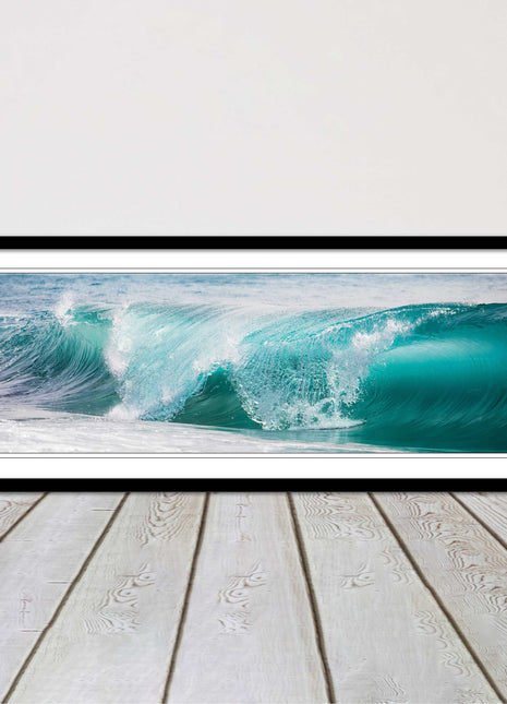 Rolling surf waves. ocean colours Framed picture print choice in frame colours