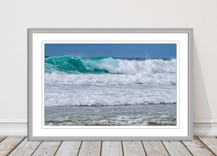 tropical looking surf stormy waves framed picture print turquoise waves