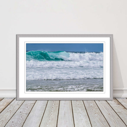 tropical looking surf stormy waves framed picture print turquoise waves