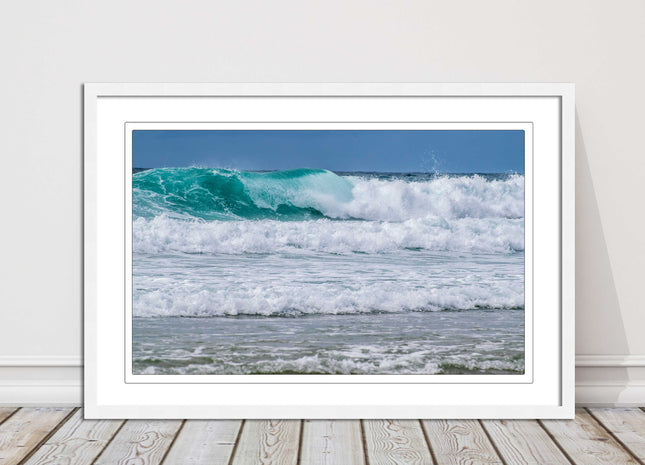 tropical looking surf stormy waves framed picture print turquoise waves