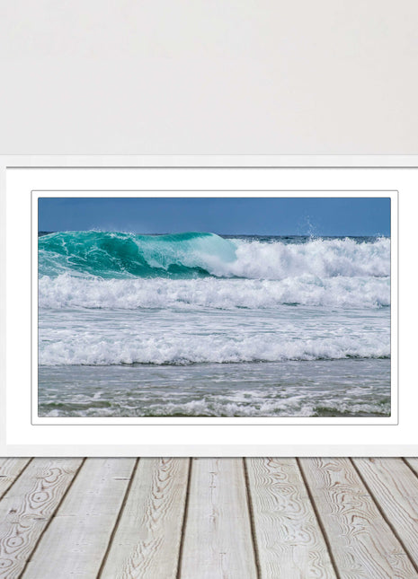 tropical looking surf stormy waves framed picture print turquoise waves