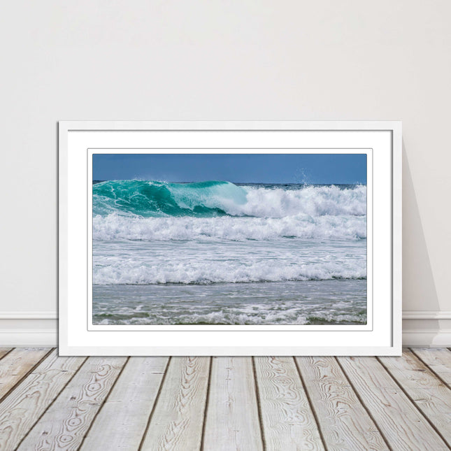 tropical looking surf stormy waves framed picture print turquoise waves