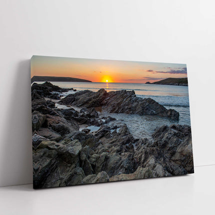 Crantock beach, north cornwall newquay sunset canvas print
