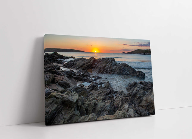 Crantock beach, north cornwall newquay sunset canvas print
