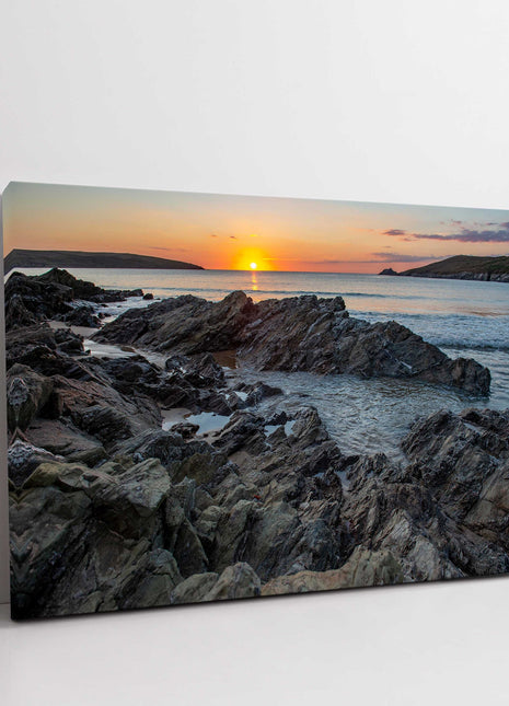 Crantock beach, north cornwall newquay sunset canvas print