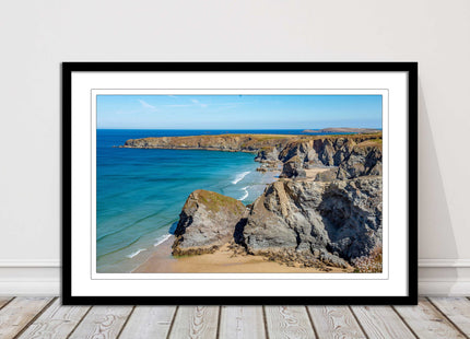 Bedruthan Steps picture frame and print near newquay cornwall ready to hang art