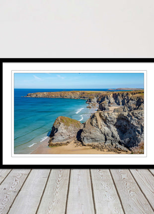 Bedruthan Steps picture frame and print near newquay cornwall ready to hang art