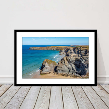 Bedruthan Steps picture frame and print near newquay cornwall ready to hang art