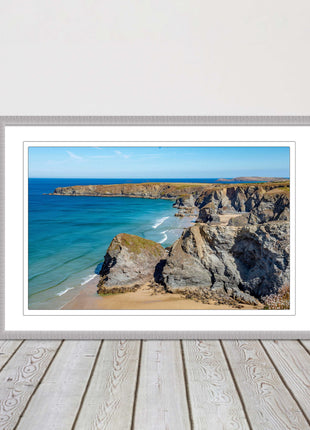 Bedruthan Steps picture frame and print near newquay cornwall ready to hang art