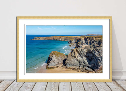 Bedruthan Steps picture frame and print near newquay cornwall ready to hang art