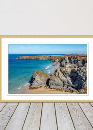 Bedruthan Steps picture frame and print near newquay cornwall ready to hang art
