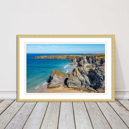 Bedruthan Steps picture frame and print near newquay cornwall ready to hang art