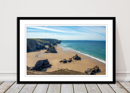 Bedruthan Steps Newquay Cornwall framed picture and print