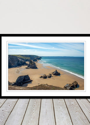 Bedruthan Steps Newquay Cornwall framed picture and print