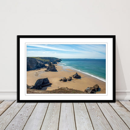 Bedruthan Steps Newquay Cornwall framed picture and print