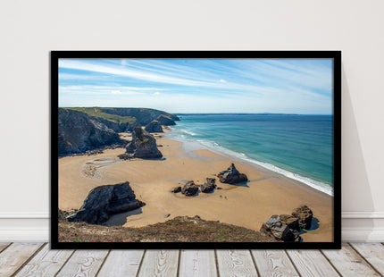 Bedruthan Steps Newquay Cornwall framed picture and print
