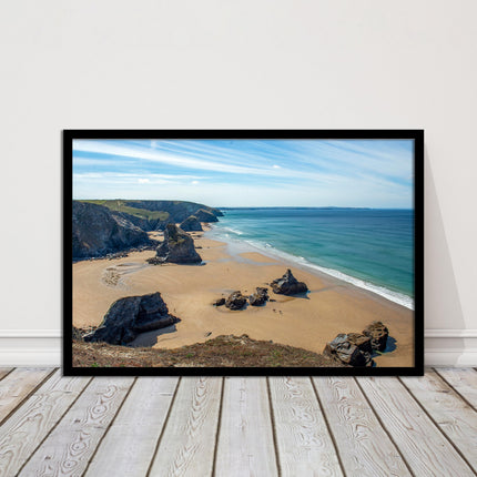 Bedruthan Steps Newquay Cornwall framed picture and print
