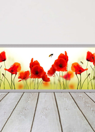 Wild Poppies and bees. Panoramic framed picture print. Choice of frames