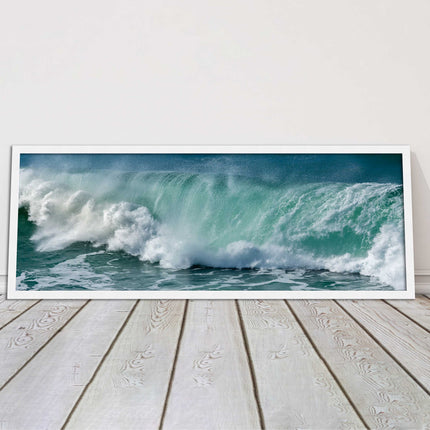 Rolling waves Panoramic Framed picture print Beautiful colours crashing waves
