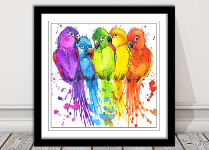 framed picture wall art colourful parrots painting vibrant colours modern