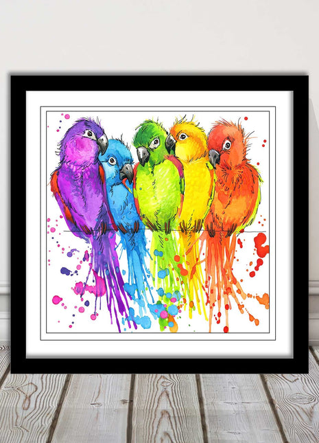 framed picture wall art colourful parrots painting vibrant colours modern