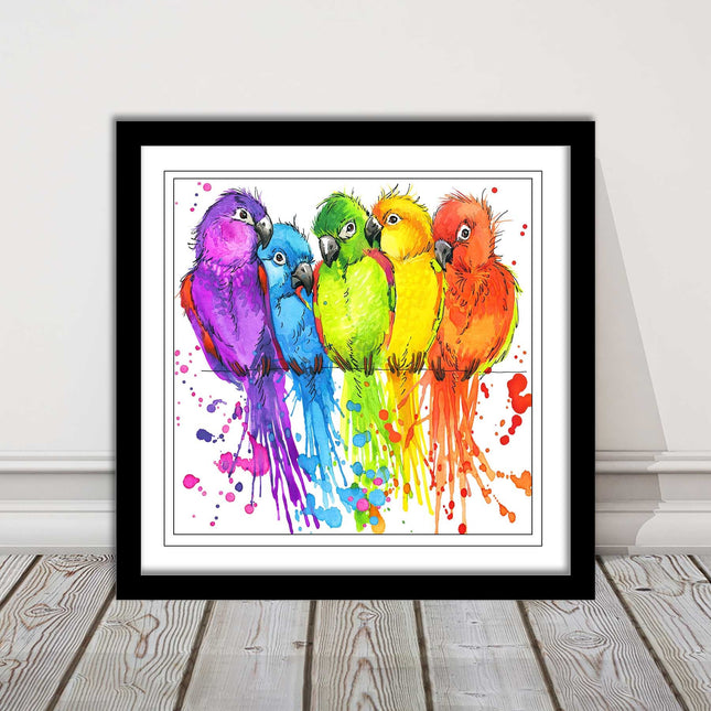 framed picture wall art colourful parrots painting vibrant colours modern