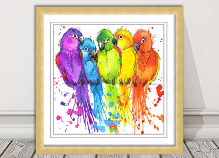 framed picture wall art colourful parrots painting vibrant colours modern