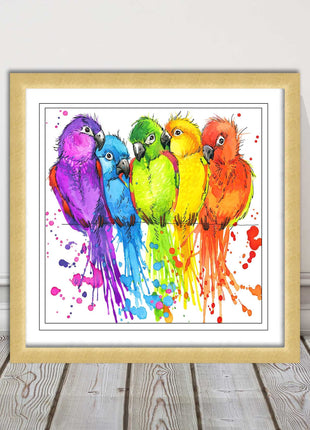 framed picture wall art colourful parrots painting vibrant colours modern
