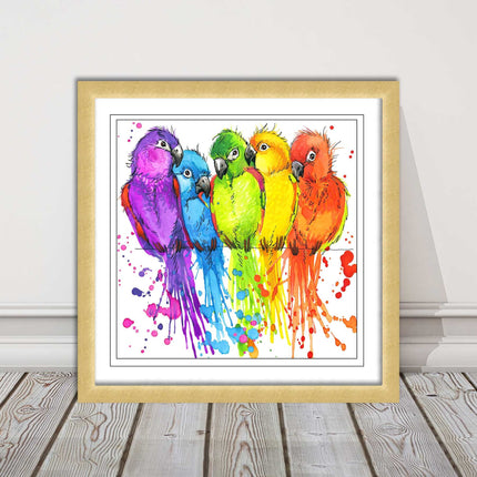 framed picture wall art colourful parrots painting vibrant colours modern