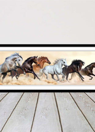 Wild Horses painting. Panoramic framed picture print. A choice of frames.
