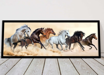 Wild Horses painting. Panoramic framed picture print. A choice of frames.