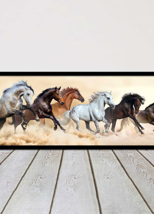 Wild Horses painting. Panoramic framed picture print. A choice of frames.