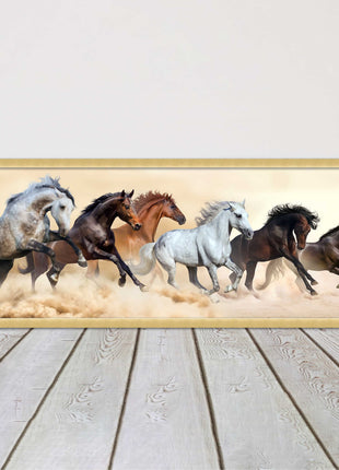Wild Horses painting. Panoramic framed picture print. A choice of frames.