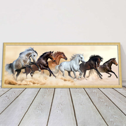 Wild Horses painting. Panoramic framed picture print. A choice of frames.
