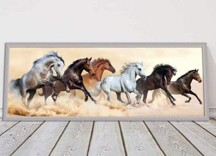 Wild Horses painting. Panoramic framed picture print. A choice of frames.
