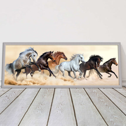 Wild Horses painting. Panoramic framed picture print. A choice of frames.