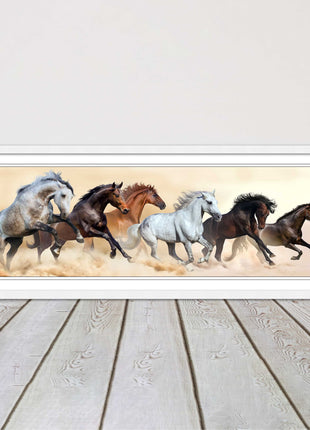 Wild Horses painting. Panoramic framed picture print. A choice of frames.