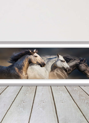 Wild Horses galloping Panoramic framed picture print A choice of picture frames.