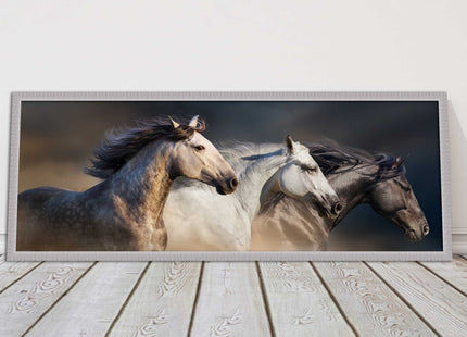 Wild Horses galloping Panoramic framed picture print A choice of picture frames.