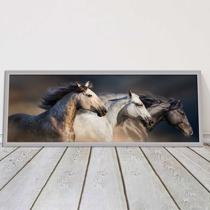 Wild Horses galloping Panoramic framed picture print A choice of picture frames.