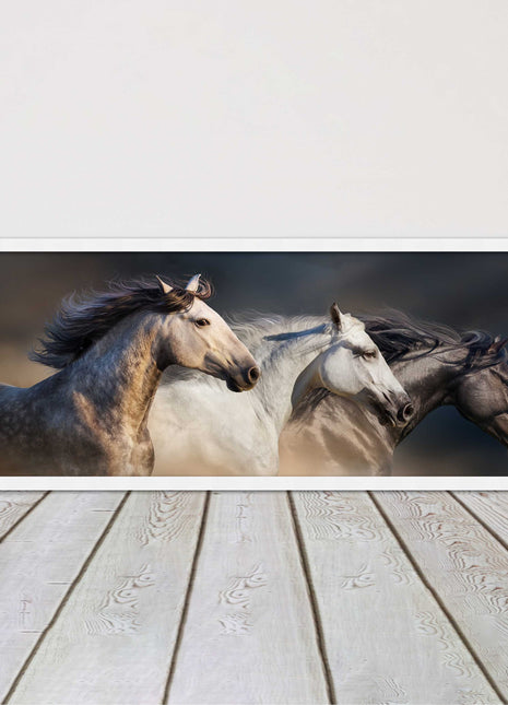 Wild Horses galloping Panoramic framed picture print A choice of picture frames.