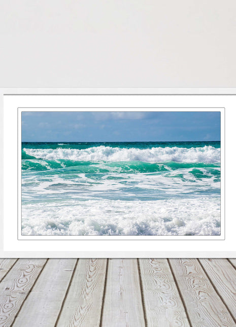 cornish waves tropical blue colours framed picture picutre print landscape
