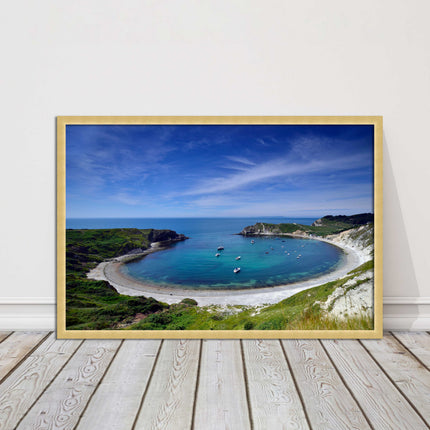 Lulworth Cove, Jurassic coast. Sea view. Framed picture print choice of colours