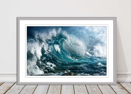 Ocean wave in the storm. Framed picture print with a choice of frame colours.
