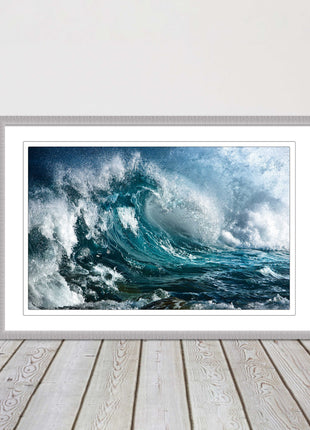 Ocean wave in the storm. Framed picture print with a choice of frame colours.