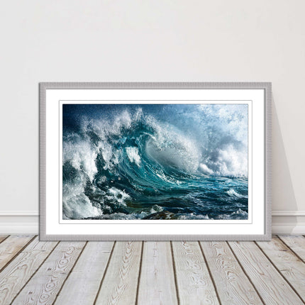 Ocean wave in the storm. Framed picture print with a choice of frame colours.